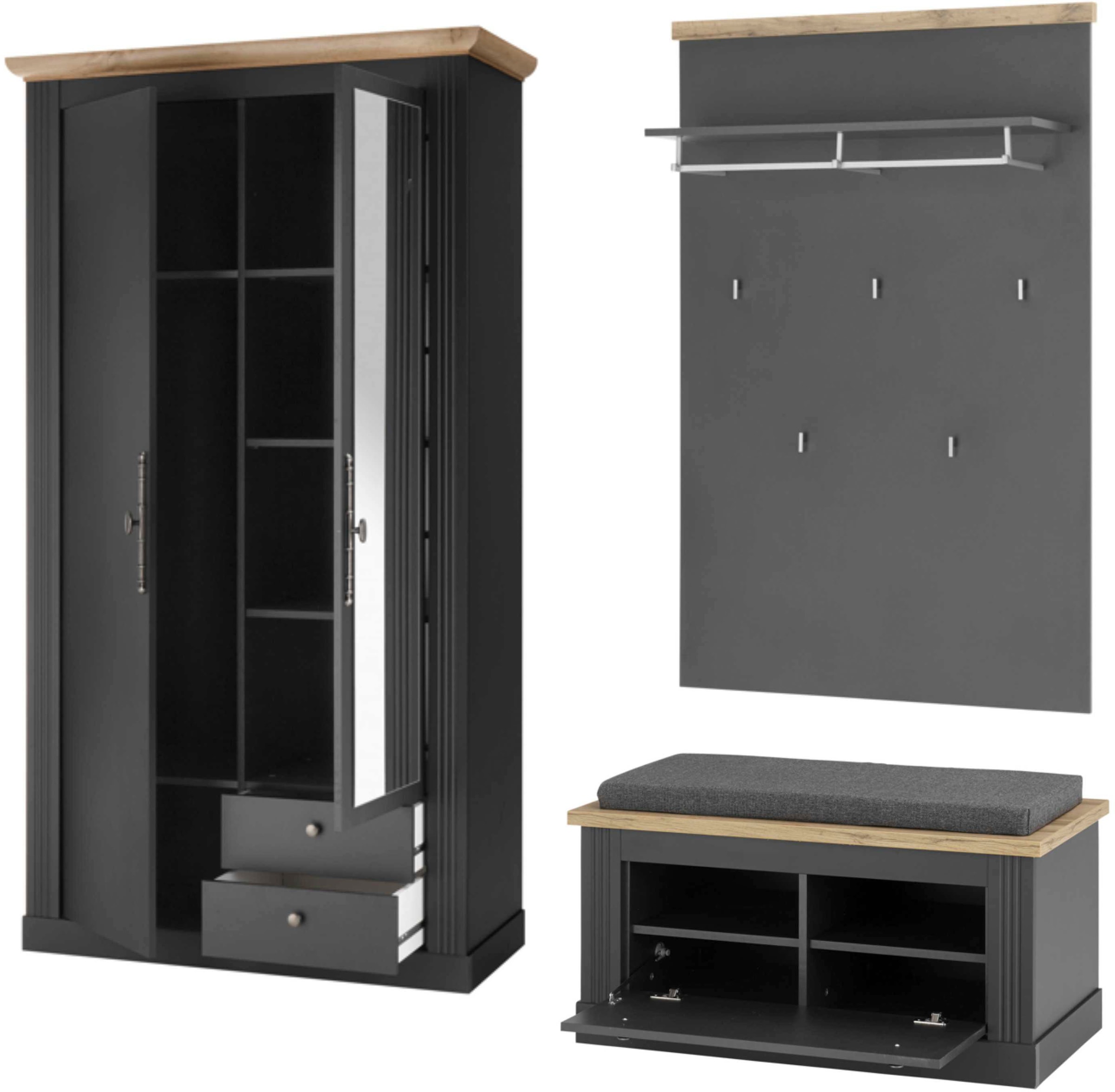 Home affaire Garderoben-Set »WESTMINSTER TOPSELLER!« Schuhbank, Paneel, Garderobenschrank, 3 Stk. tlg.
