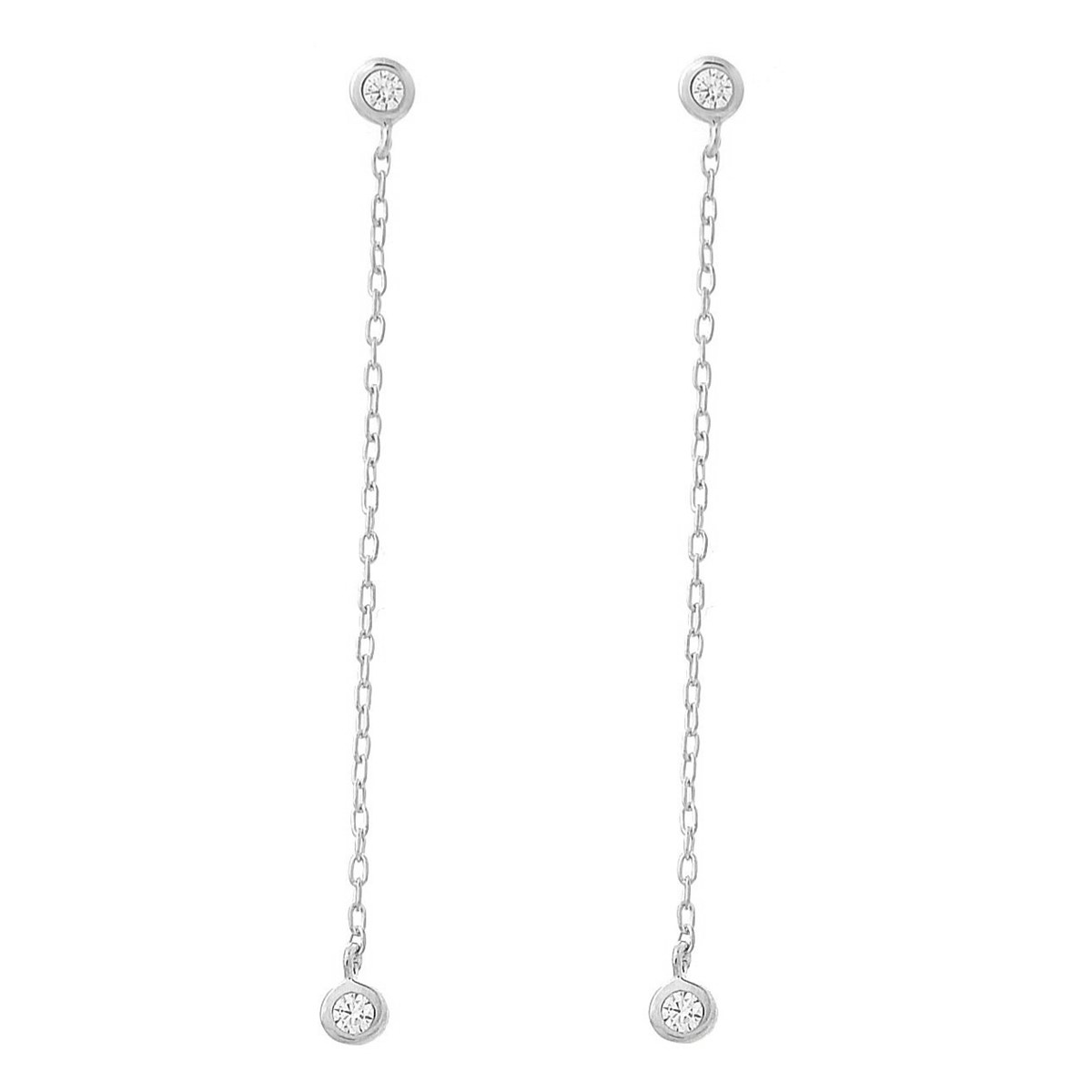 Boucles d'oreilles oxyde de zirconium avec chainette Argent 925 Rhodié