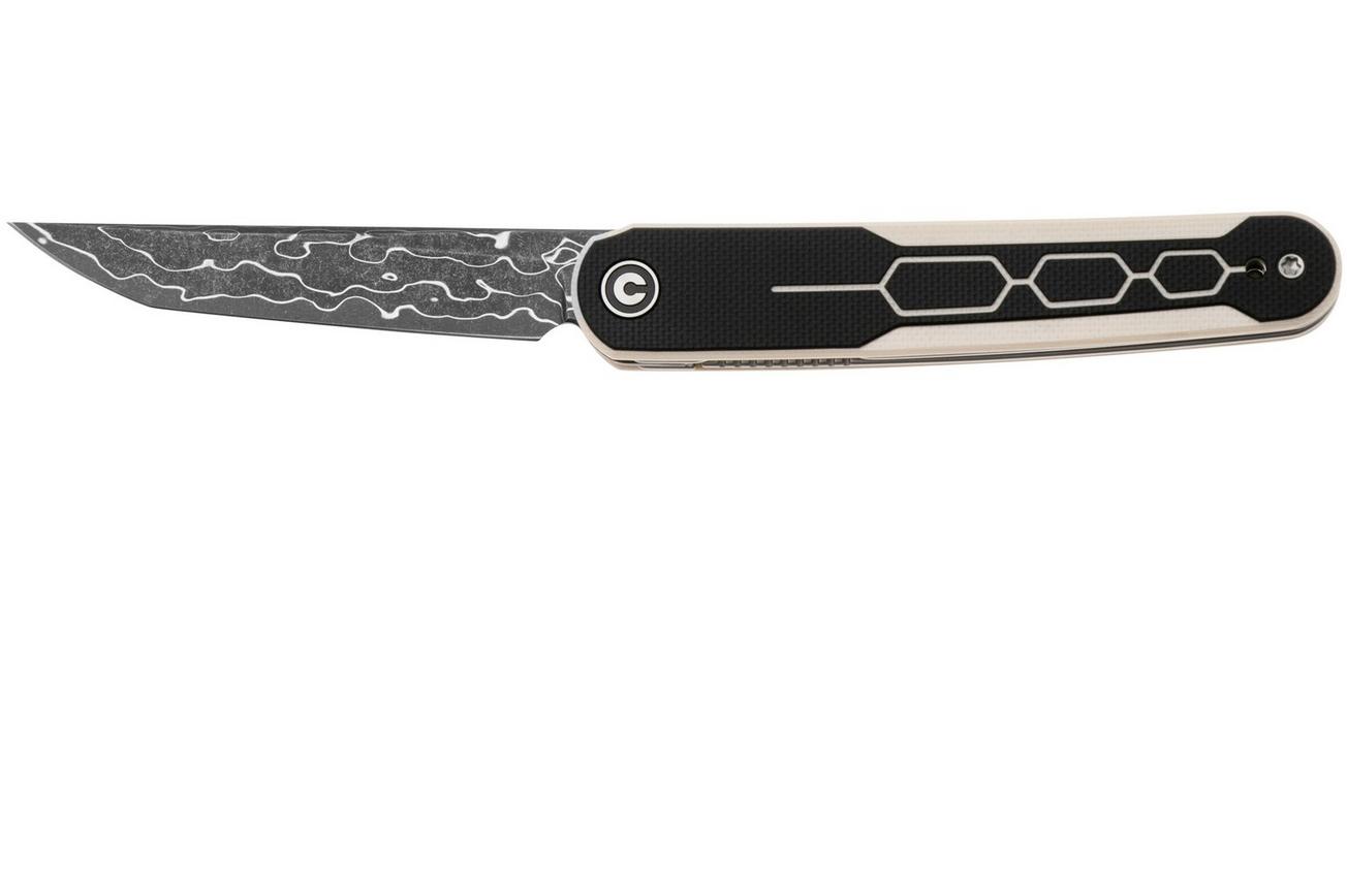 Civivi KwaiQ 23015-DS1, Damascus, Milled Ivory Black G10, zakmes