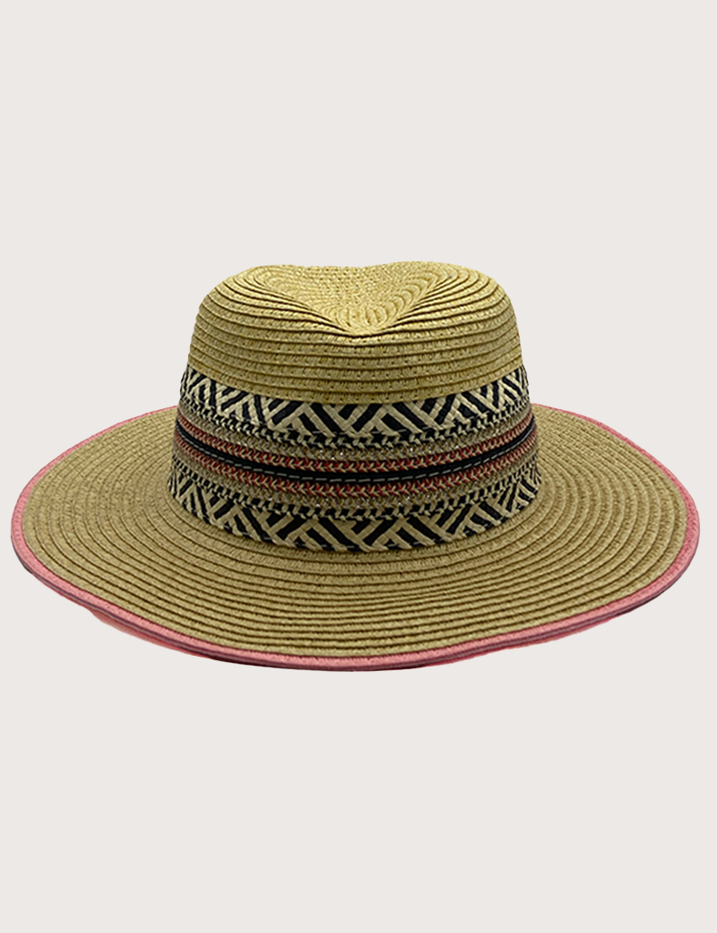 PIECES CHAPEAU DE PAILLE À BANDEAU BORD ROSE