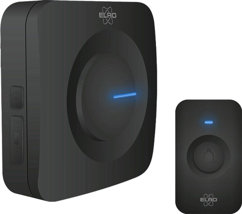 ELRO DB3000 Draadloze Deurbel Set – met Ontvanger op batterij - Bereik 300 meter - IP65 Waterdicht - 64 Melodieën - Zwart