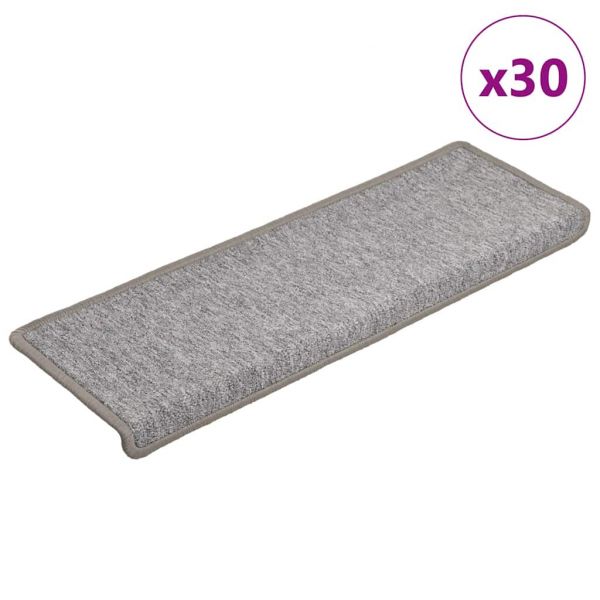 Tapete vidaXL de Escadas 30 Peças 65x21x4 cm Cinzento-claro - 816044183
