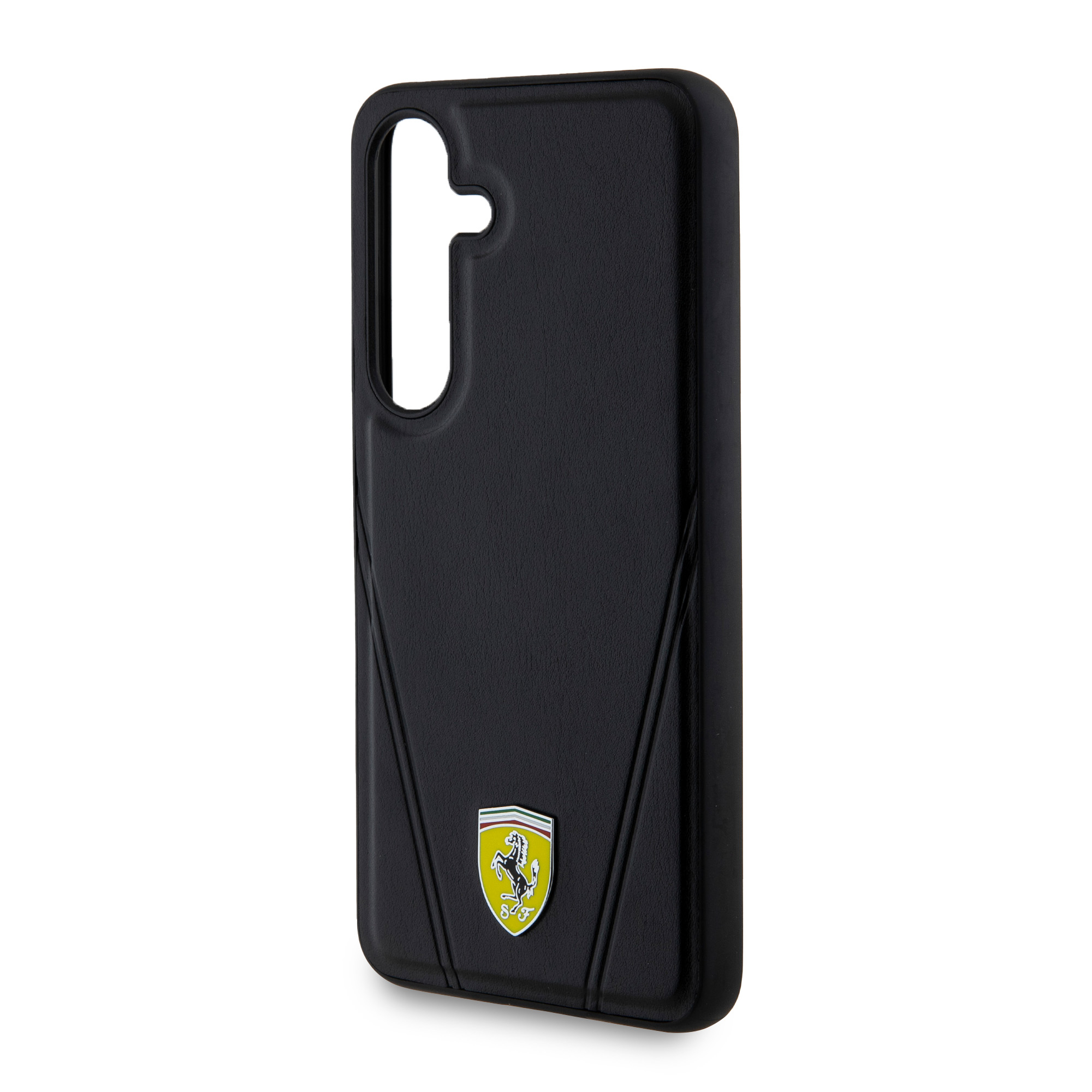 Samsung Galaxy S24  Plus Leder Hardcase Hülle Hot Stamp V Lines MagSafe-Modul (FEHMS24MP3BAK) - Schwarz