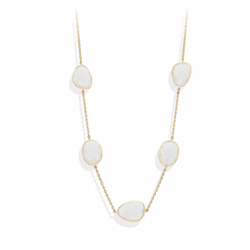 Collier Argent Doré Victoria Cristal Blanc