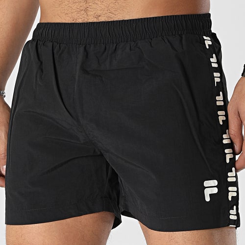 Short De Bain A Bandes Segrate FAM0386 Noir