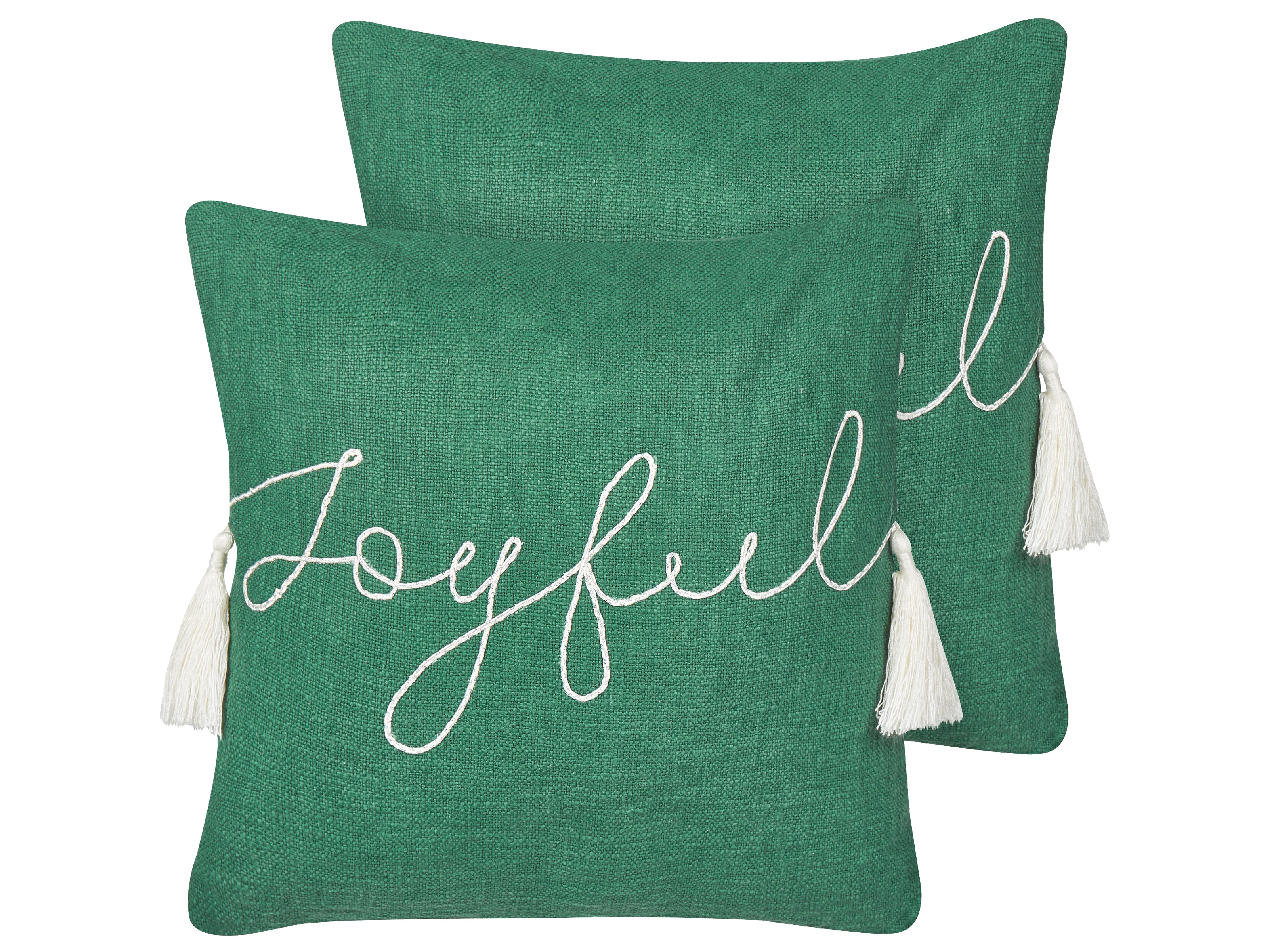 Set van 2 sierkussens ELETTARIA Katoen 45 x 45 cm Groen kerstmotief