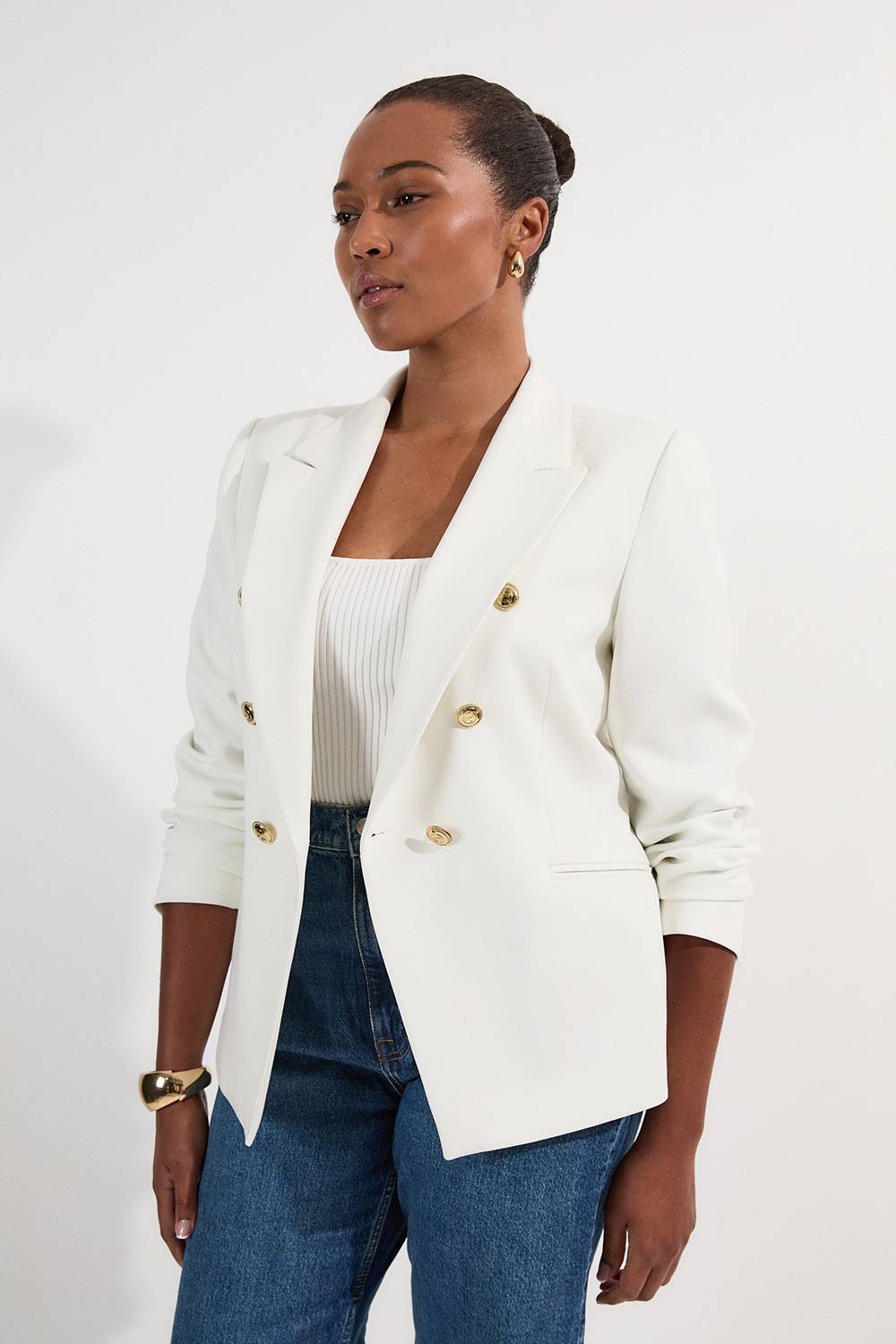 KarenMillen Blazer militaire à boutons sur mesure pour grandes tailles