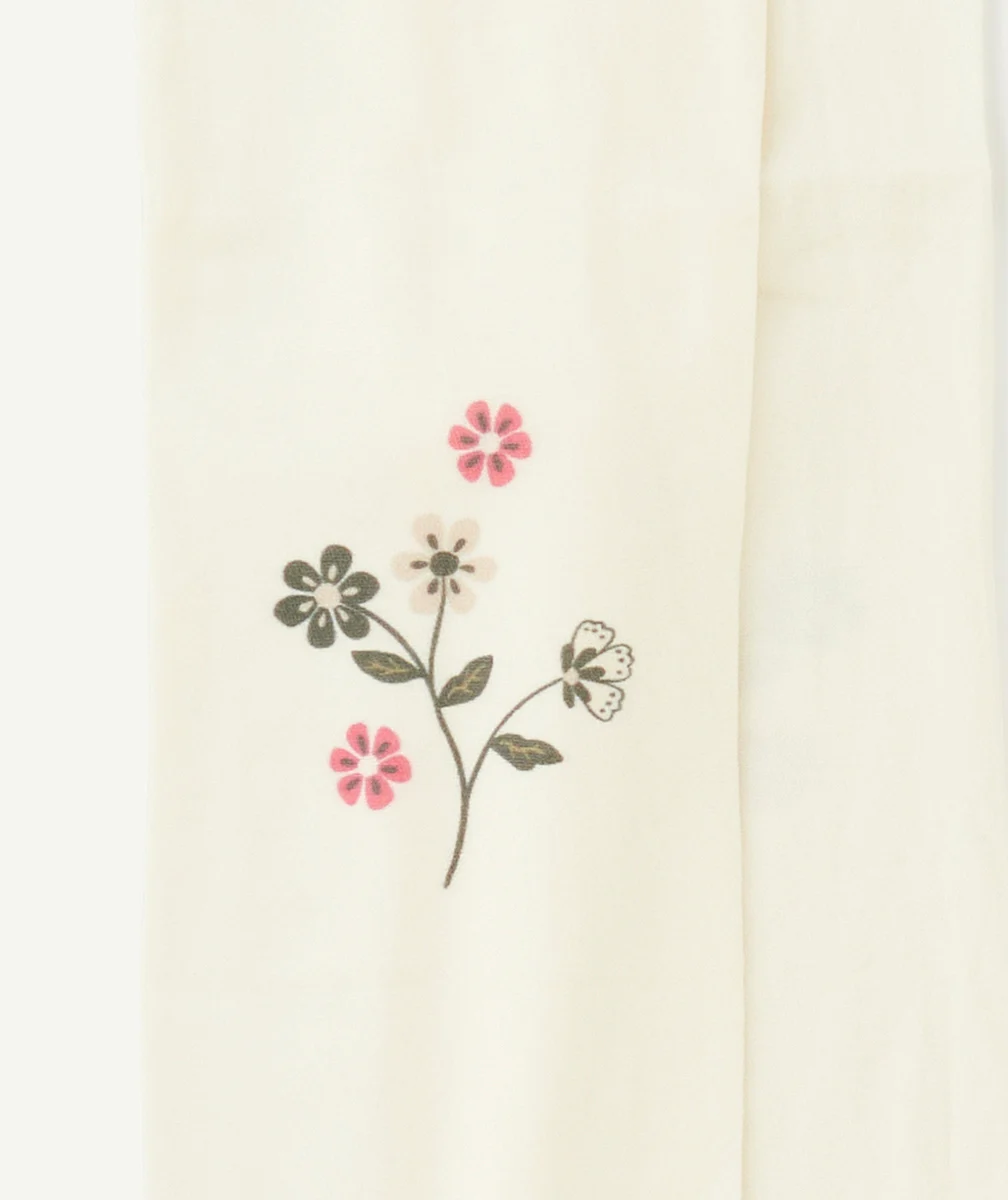 collants en voile fille écrus avec motif de fleurs