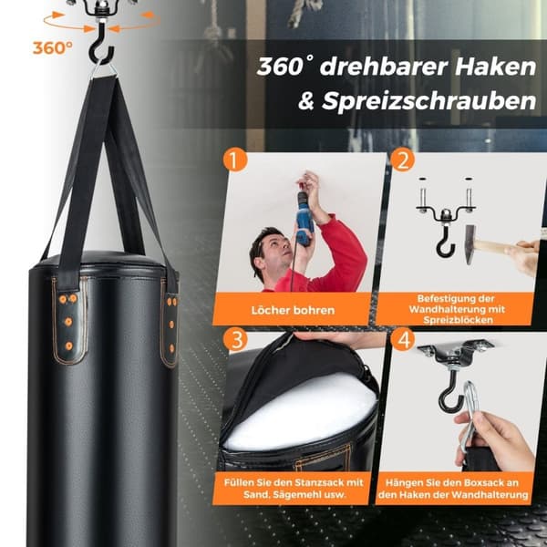 Tung boksesekk for voksne 4 i 1 hengende boksesekk med 12OZ boksehansker