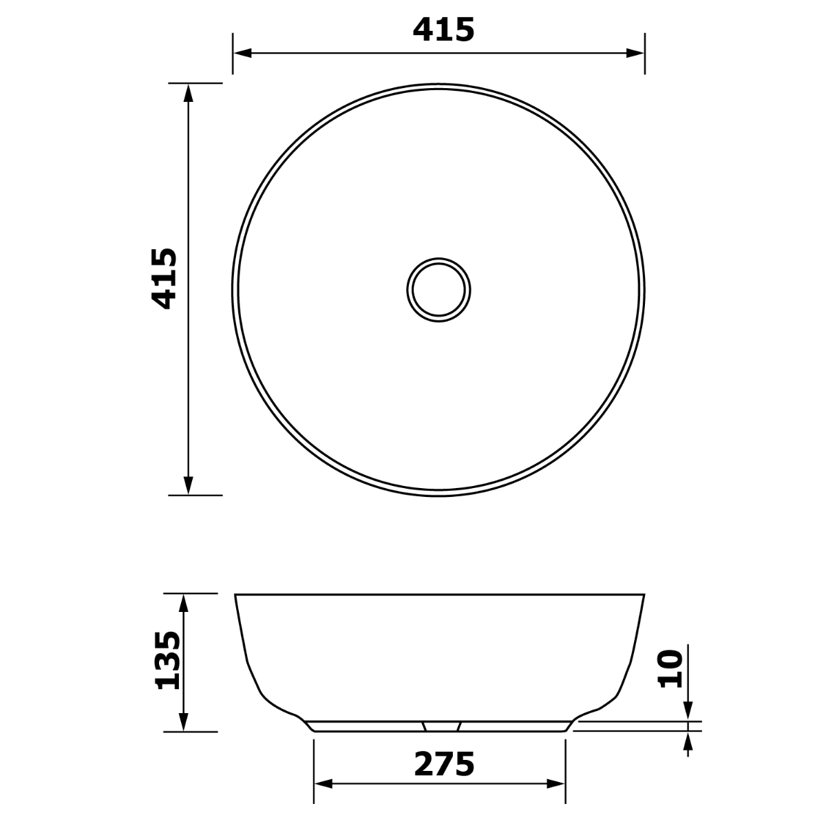 Sapho Priori keramische ronde waskom 41.5cm brons