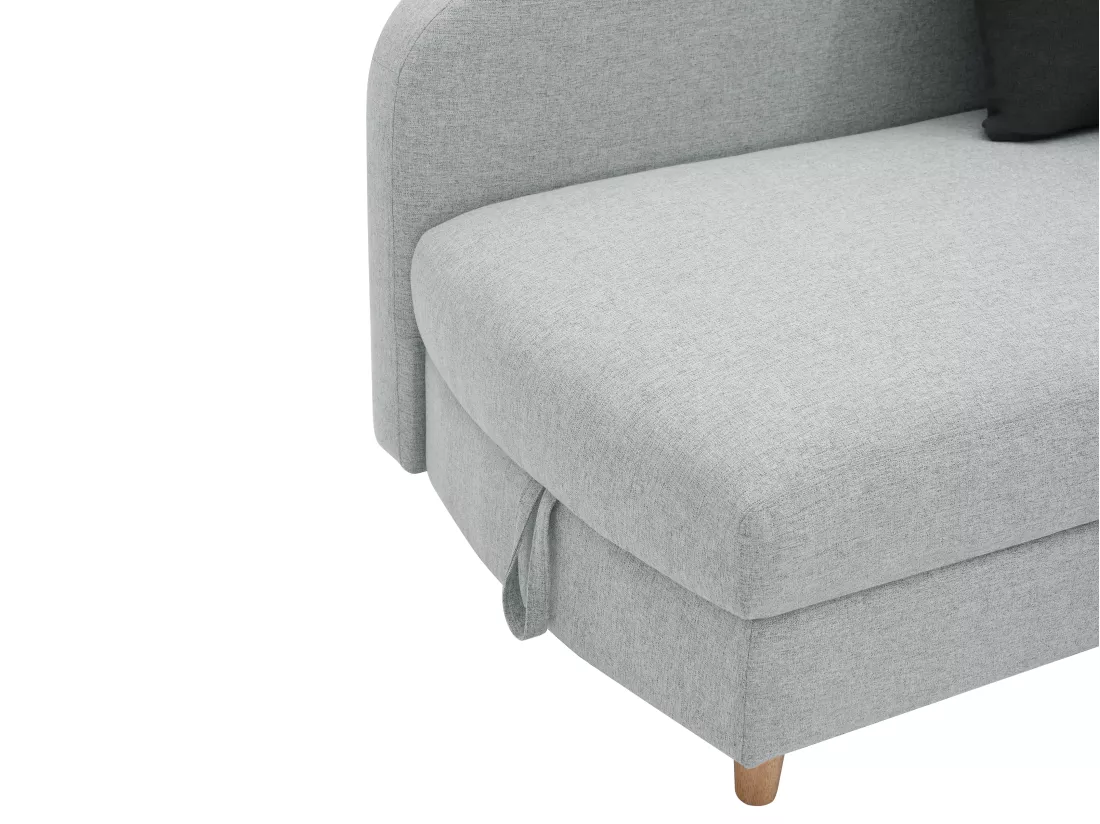 Méridienne gauche convertible en tissu gris clair avec coffre de rangement PENELOPE