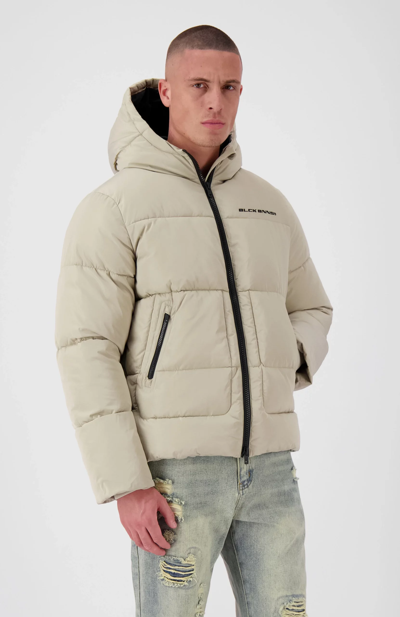 Black Bananas Block Puffer Jas Heren Sand