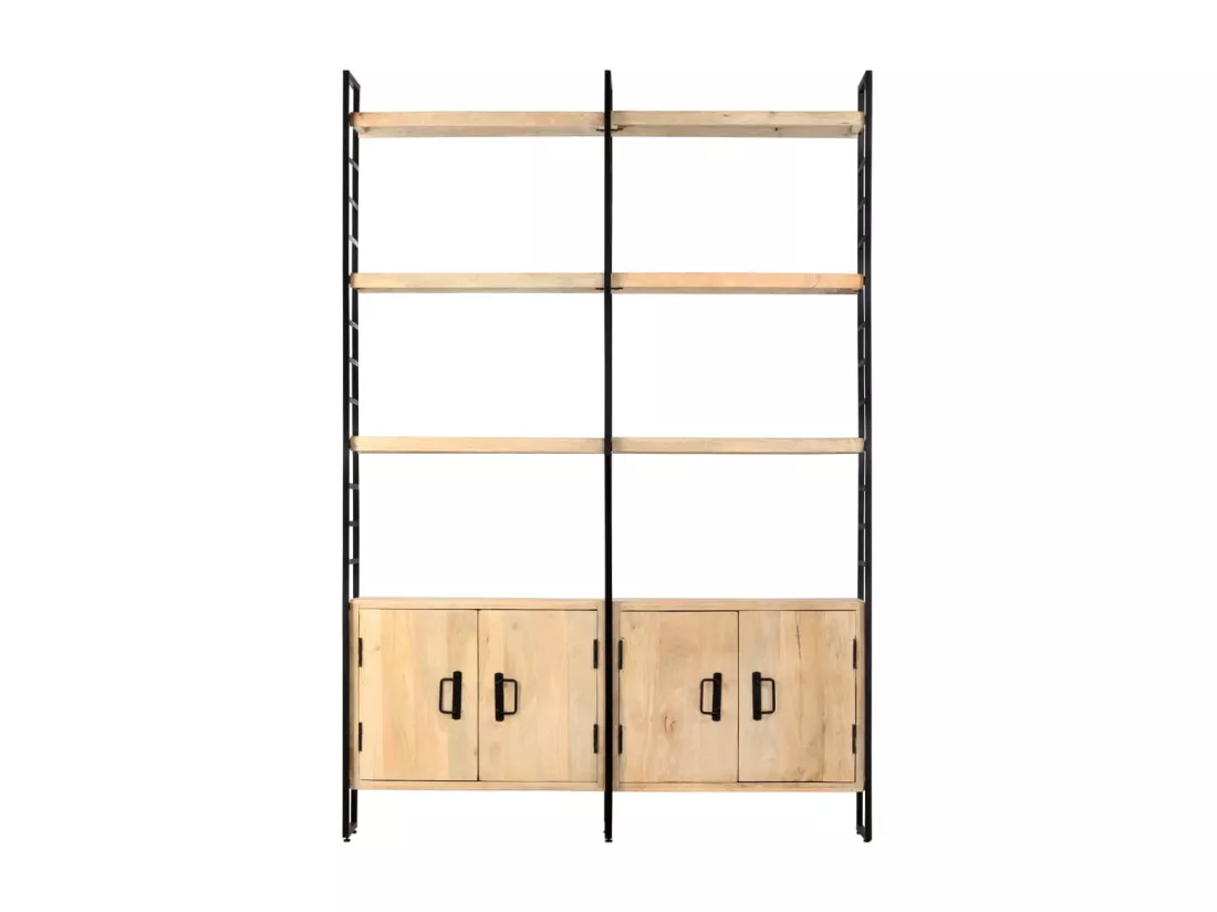 Bibliothèque à 4 niveaux 124x30x180 cm Bois de manguier massif