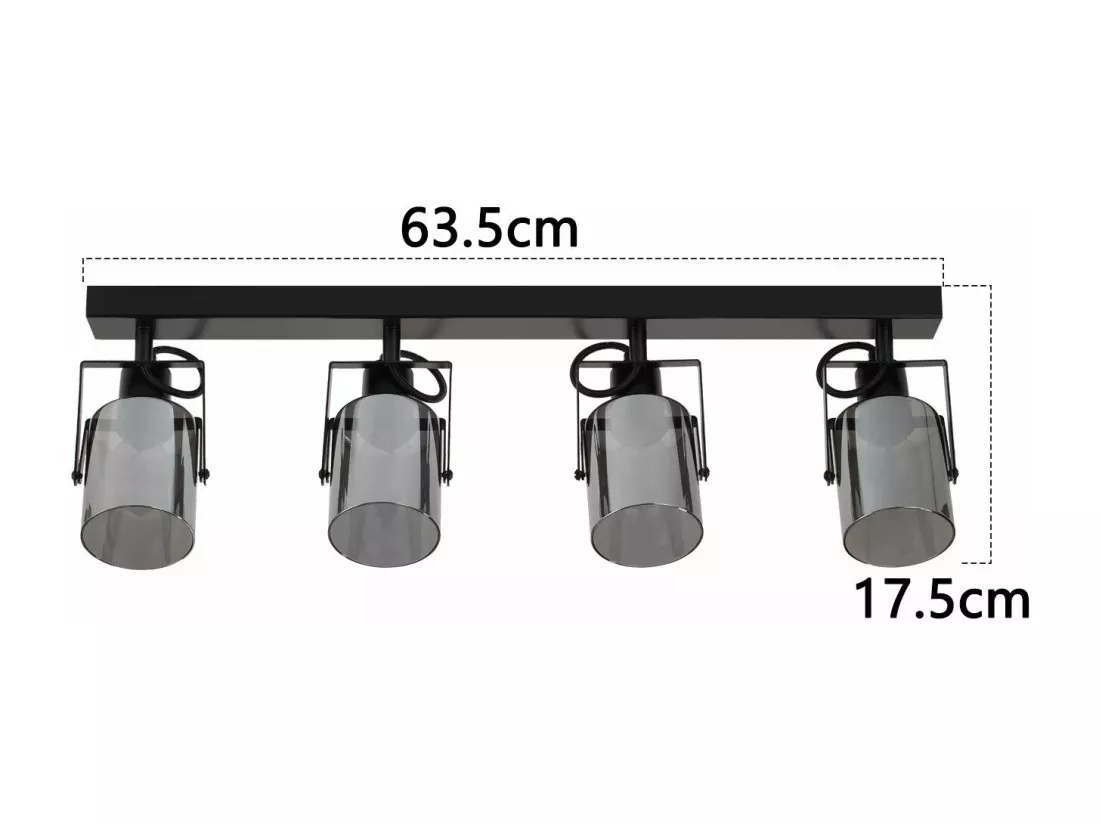 NETTLIFE Spot de plafond noirs 4 ampoules Plafonnier orientable 350° industriel vintage E14