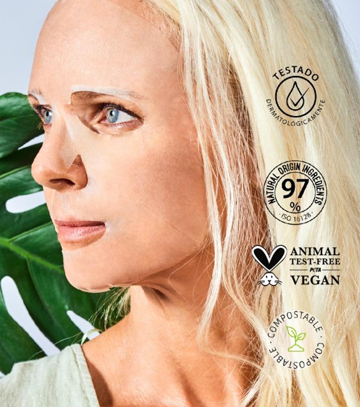 Iroha Nature - Máscara facial de tecido antienvelhecimento global - Rosa Mosqueta