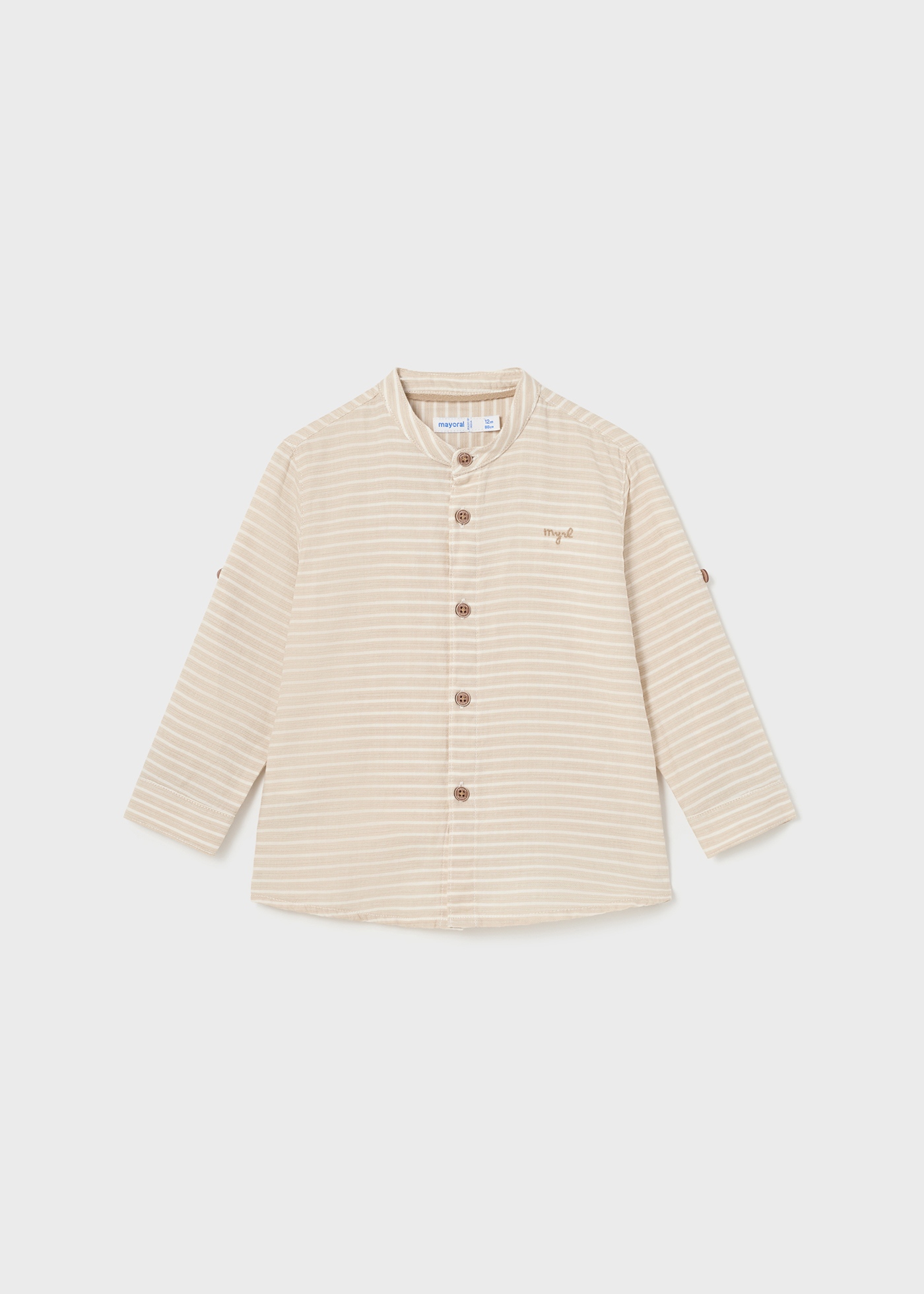 Camisa mandarim listrada de algodão sustentável para bebê