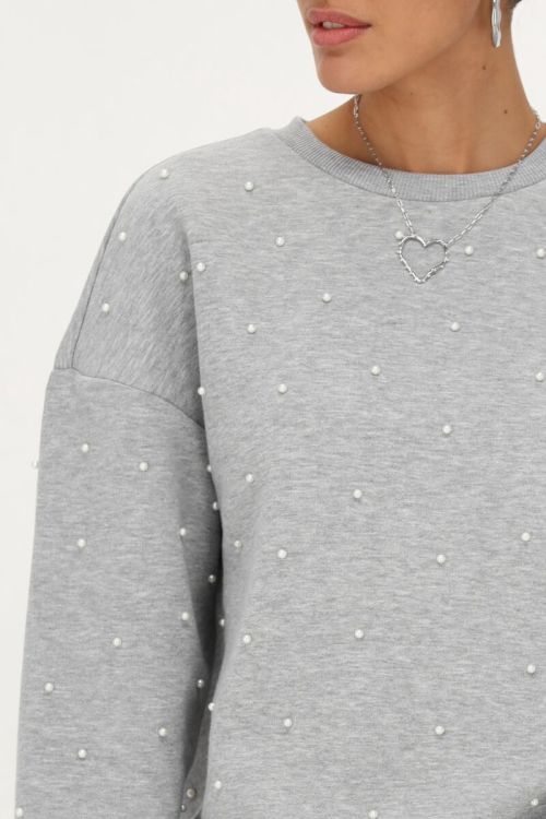 Grijze oversized sweater met parels