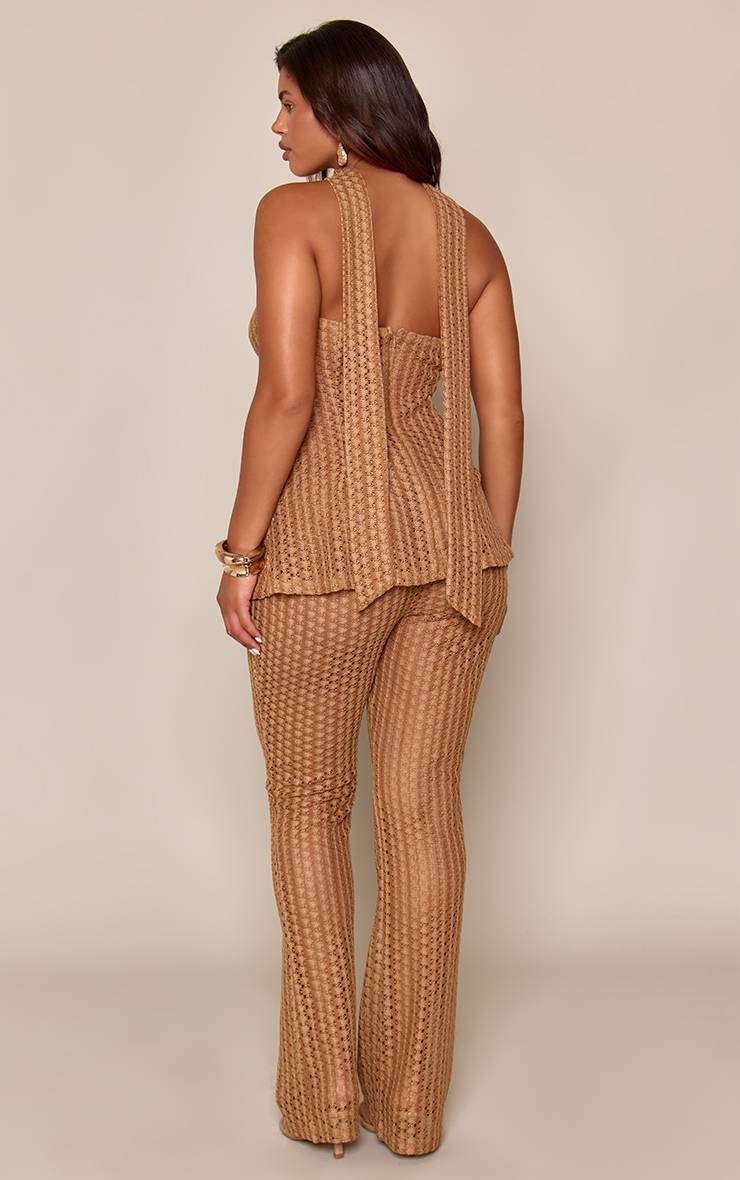 Marron Pantalon Droit Texturé À Jambes Droites Ensemble Coordonné Shape