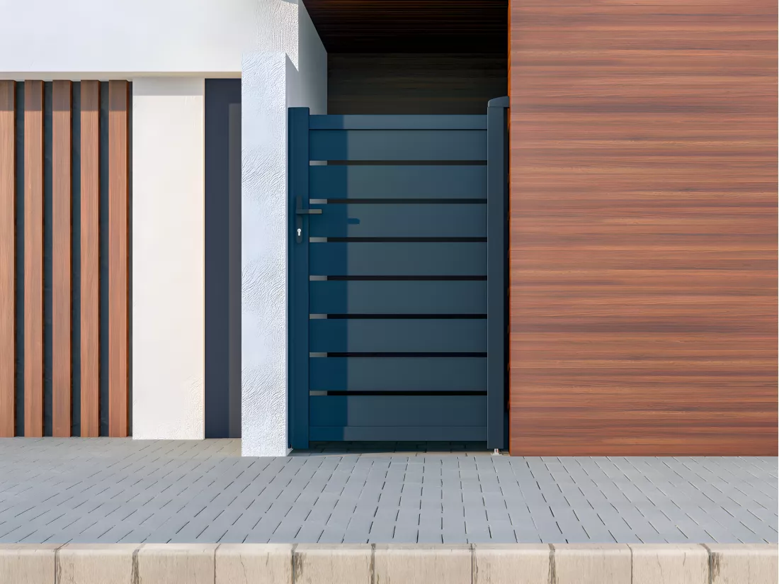 Portillon battant aluminium ajouré L103 x H166 cm anthracite - PRIMO