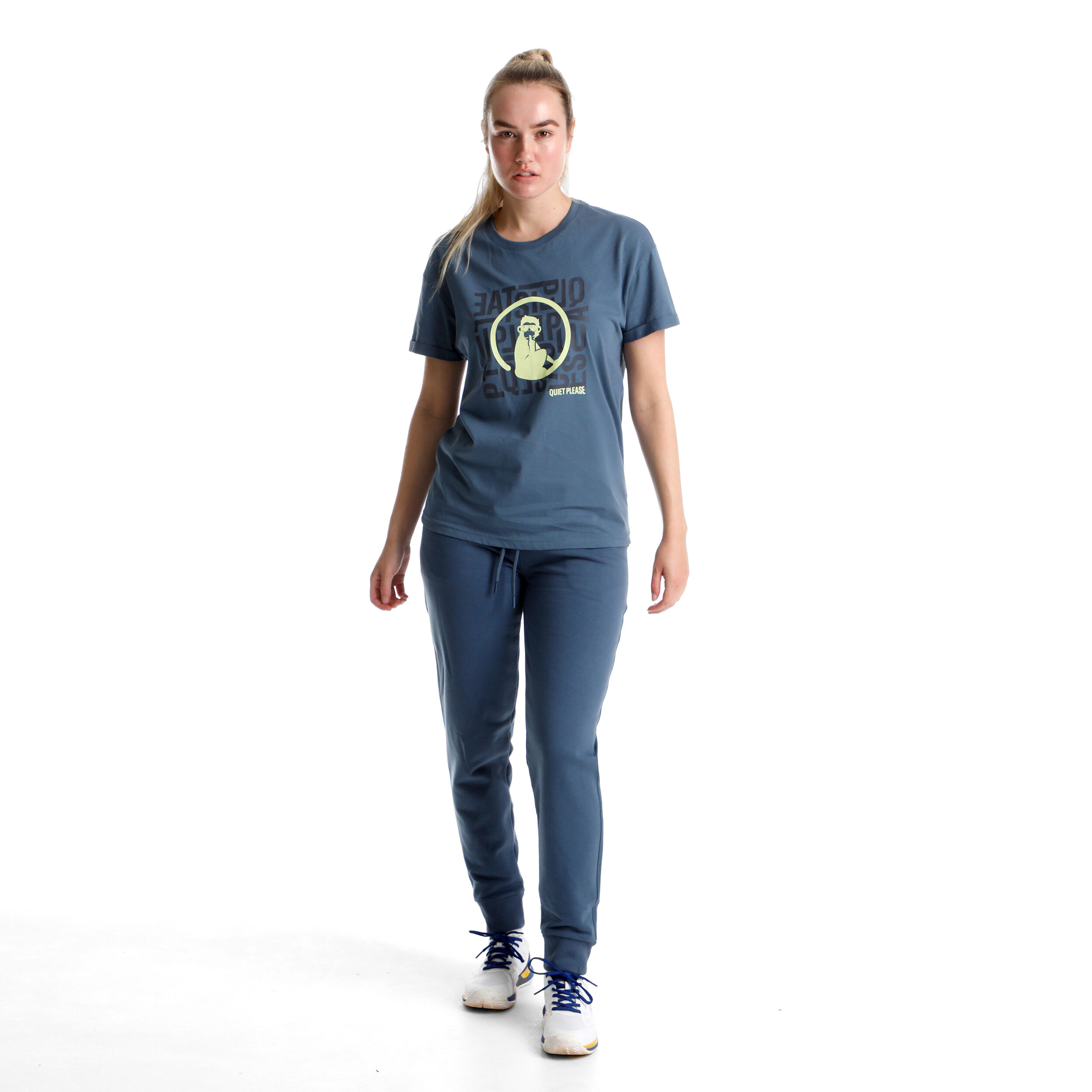 Quiet Please Word Salad T-shirt Femmes - Bleu