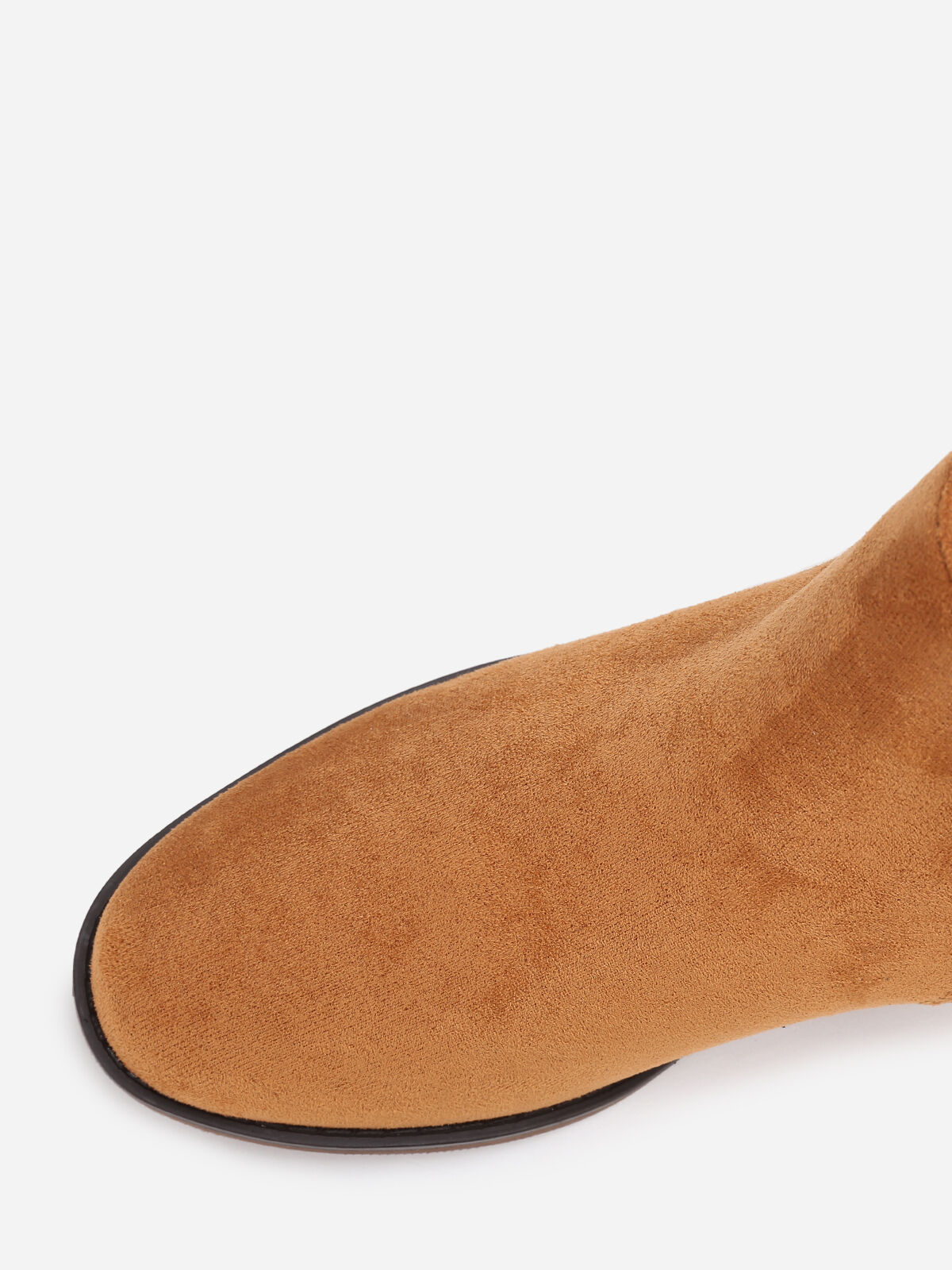 Bottines en suédine à zip décoratif- Camel