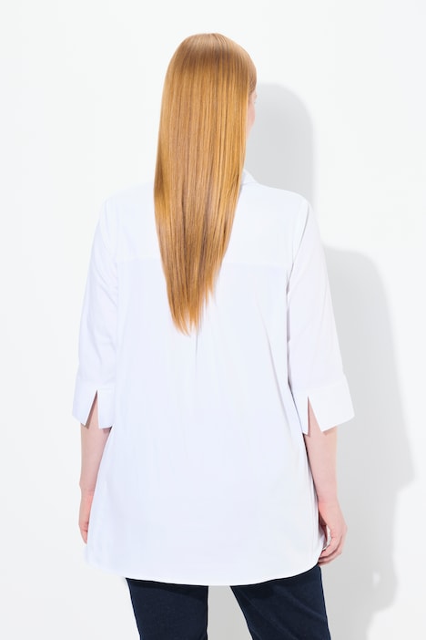 Bluse, Godeteinsätze, A-Linie, Hemdkragen, 3/4-Arm