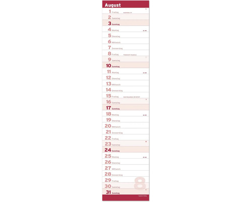 Stripplanner, notitieboek, kalender XL, rood, 2025, 15x64 cm
