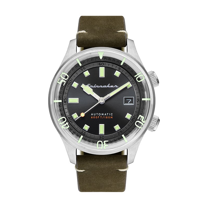 Montre homme automatique japonais Spinnaker - Bracelet cuir véritable de vachette cousu main - 3 aiguilles avec date