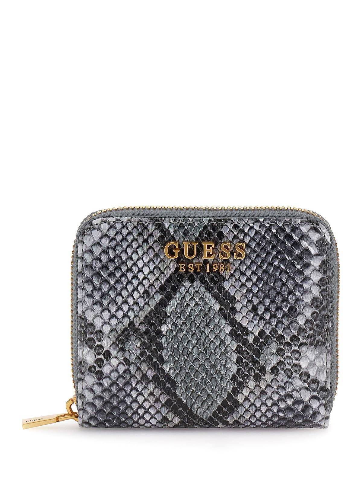 GUESS portemonnee Laurel met slangenprint grijs