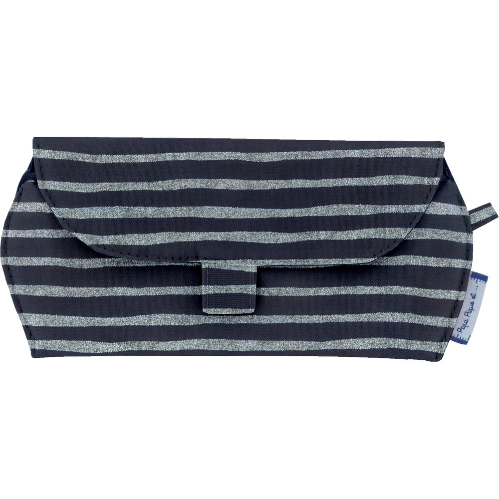 Etui À Lunettes Rayé Argent Marine