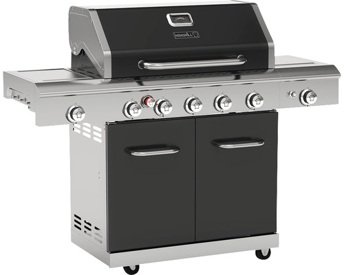 Nexgrill 5-pits gasgrill met infraroodbrander, achterbrander en zijbrander, zwart, inclusief grillgereedschaphouder, hittebestendige handgreep, krachtige hittezone, achterbrander, zijtafel, warmhoudrek, geëmailleerd gietijzeren grillrooster