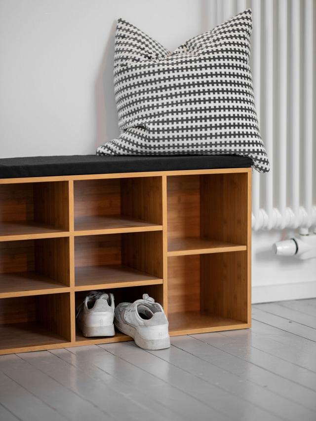 Schuhbank mit Sitzpolster in Bambus-Optik, 10 Fächer, Loft Design Serie