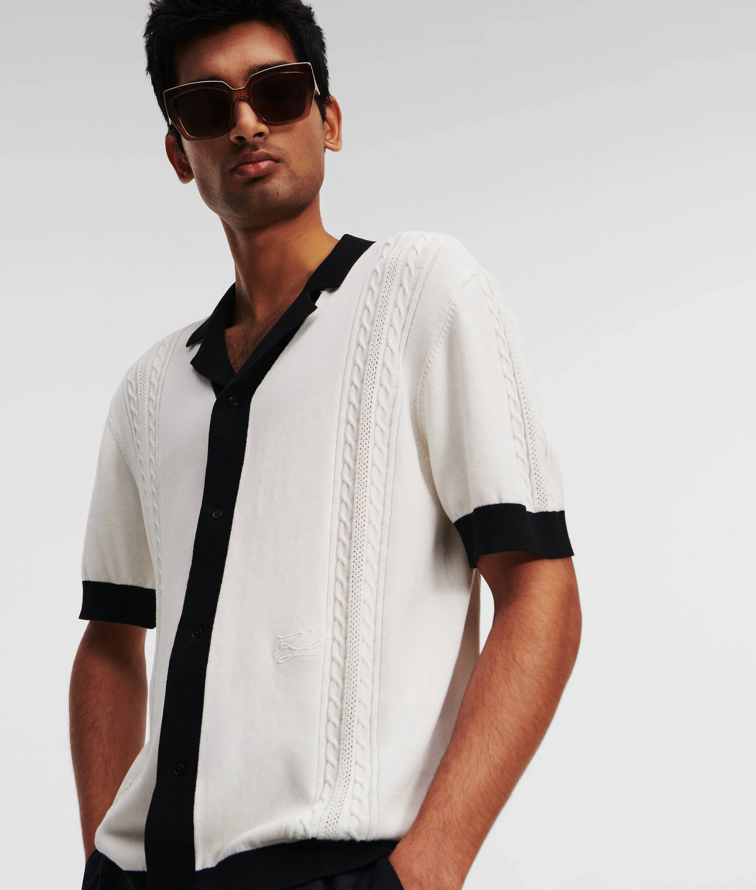 CHEMISE EN TRICOT À MANCHES COURTES - Immaculé
