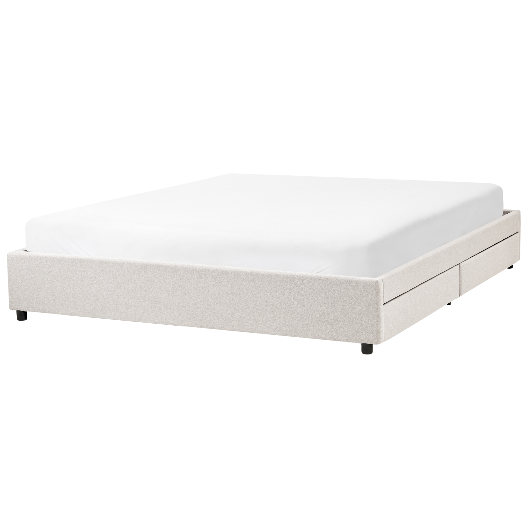 Beliani-PRADES-Bed met opbergruimte-Lichtbeige-180 x 200 cm-Polyester
