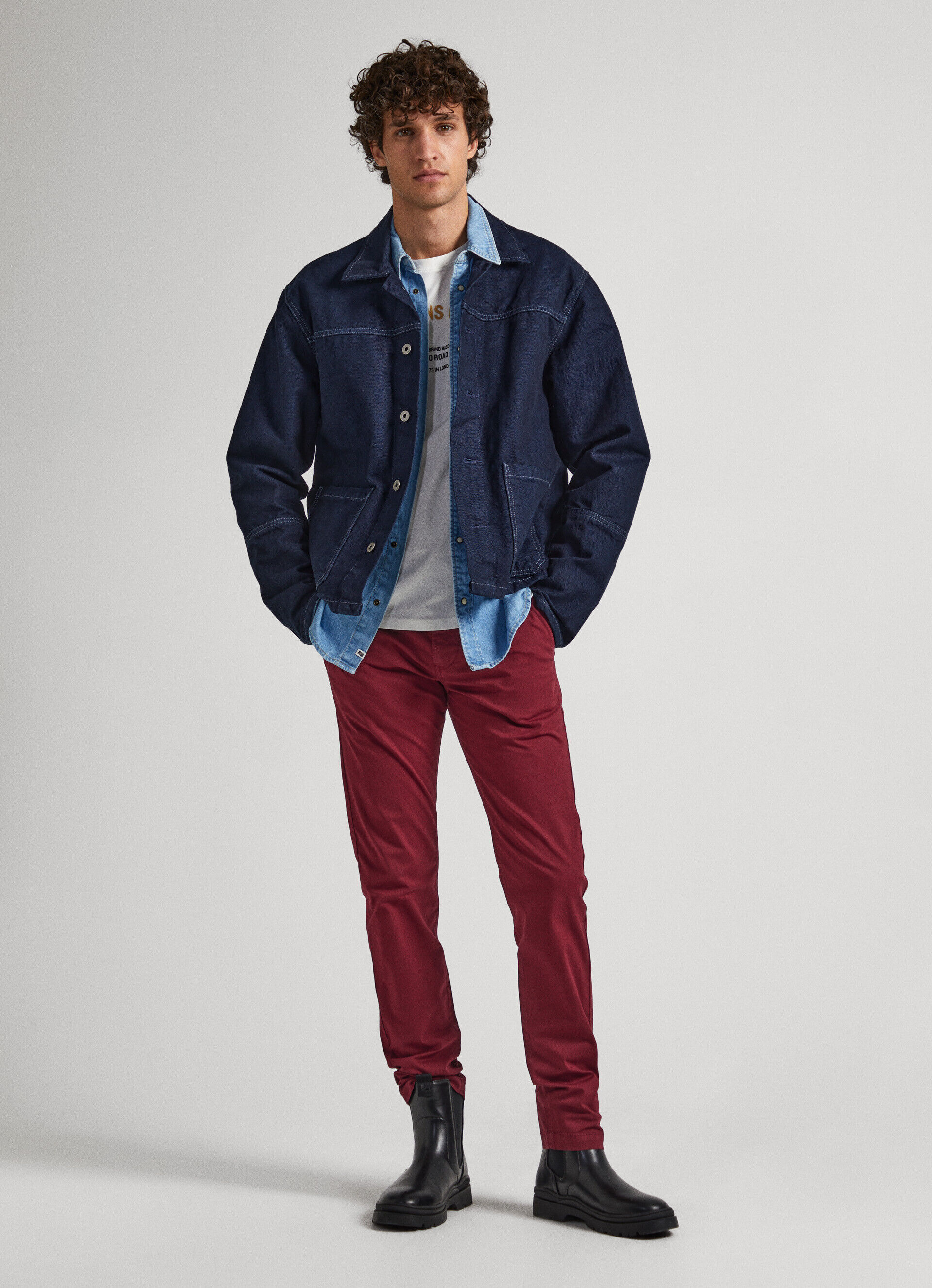 Calça chino CHARLY SLIM FIT - vermelho borgonha