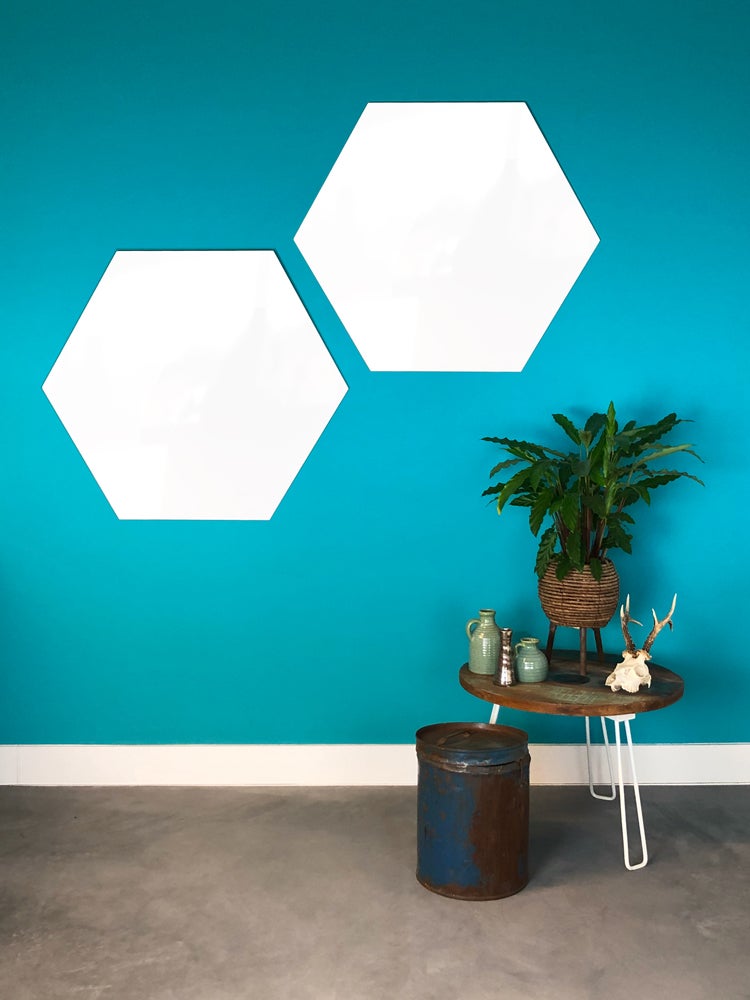 Randloos whiteboard - Hexagon - 100 cm - Magneetbord