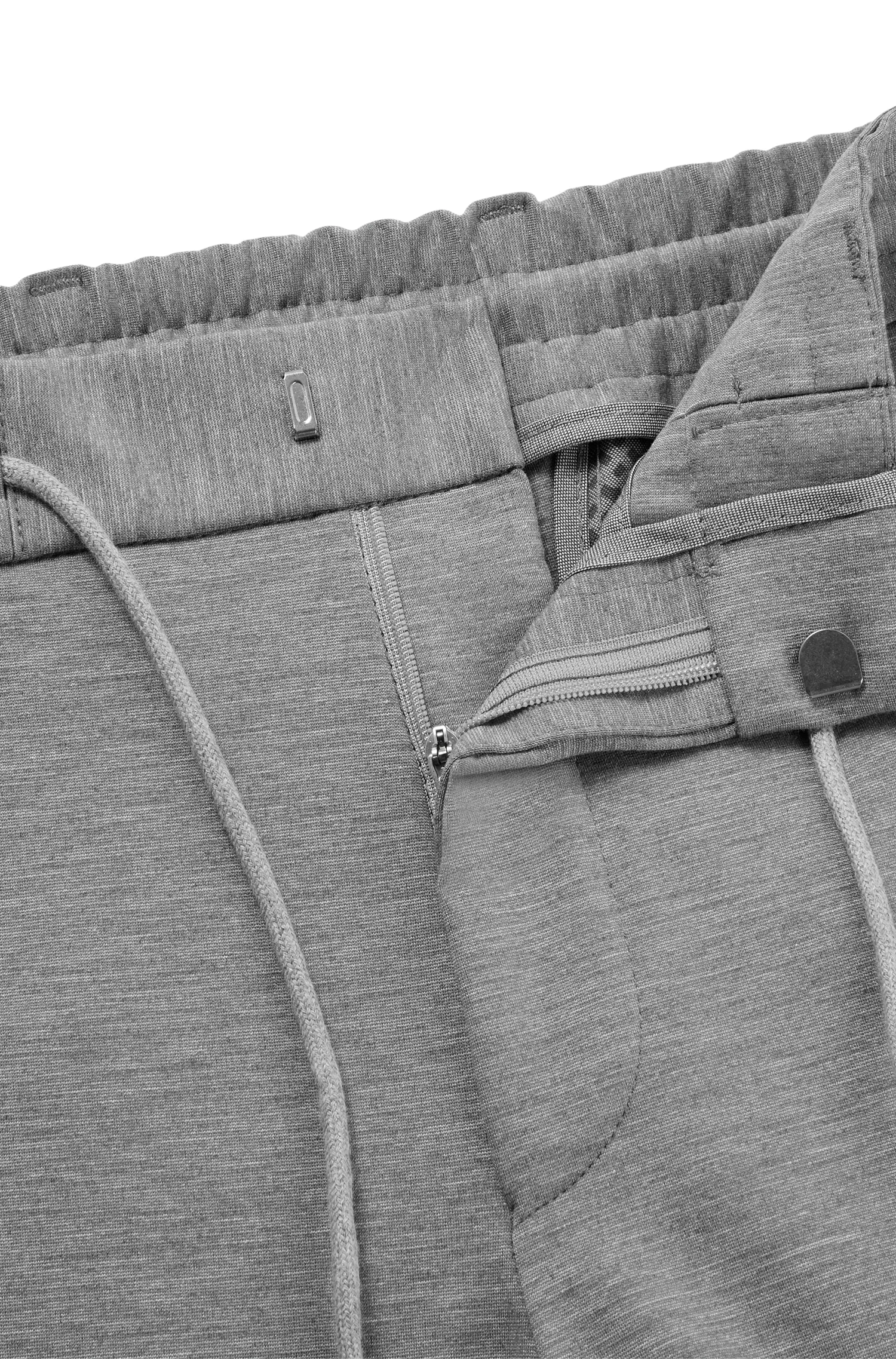 Calça BOSS preta de corte slim em malha interlock mesclada