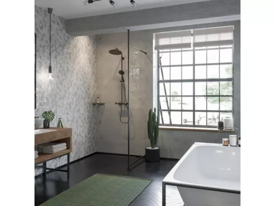 Colonne de douche thermostatique HANSGROHE Croma Select S 280 noir mat + tablette AddStoris