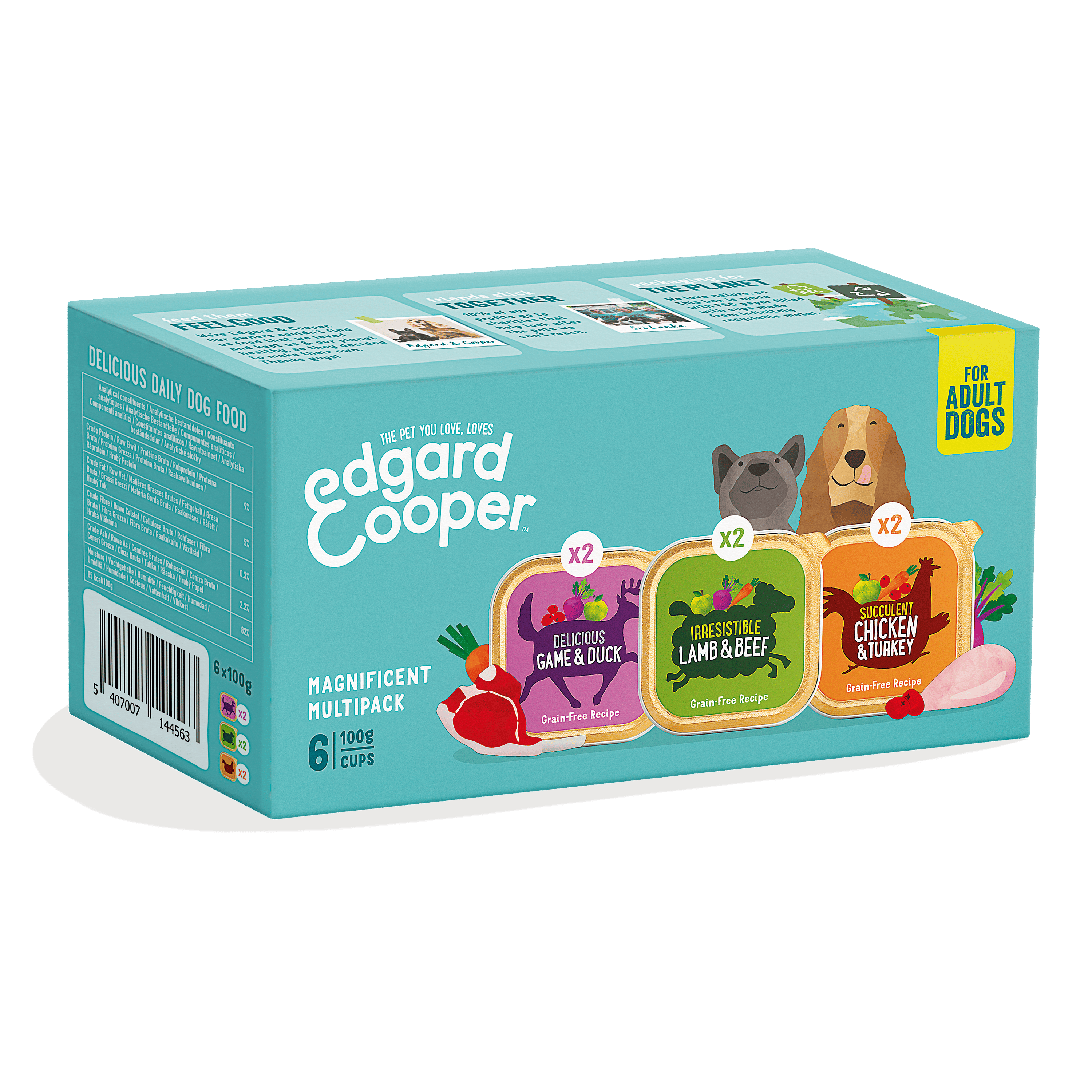 Edgard & Cooper Multipack Kip, Wild, Lam Hond Adult 6 x 100 gram | 11677