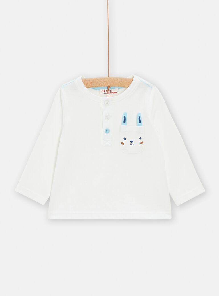 T-shirt tunisien écru à manches longues pour bébé garçon