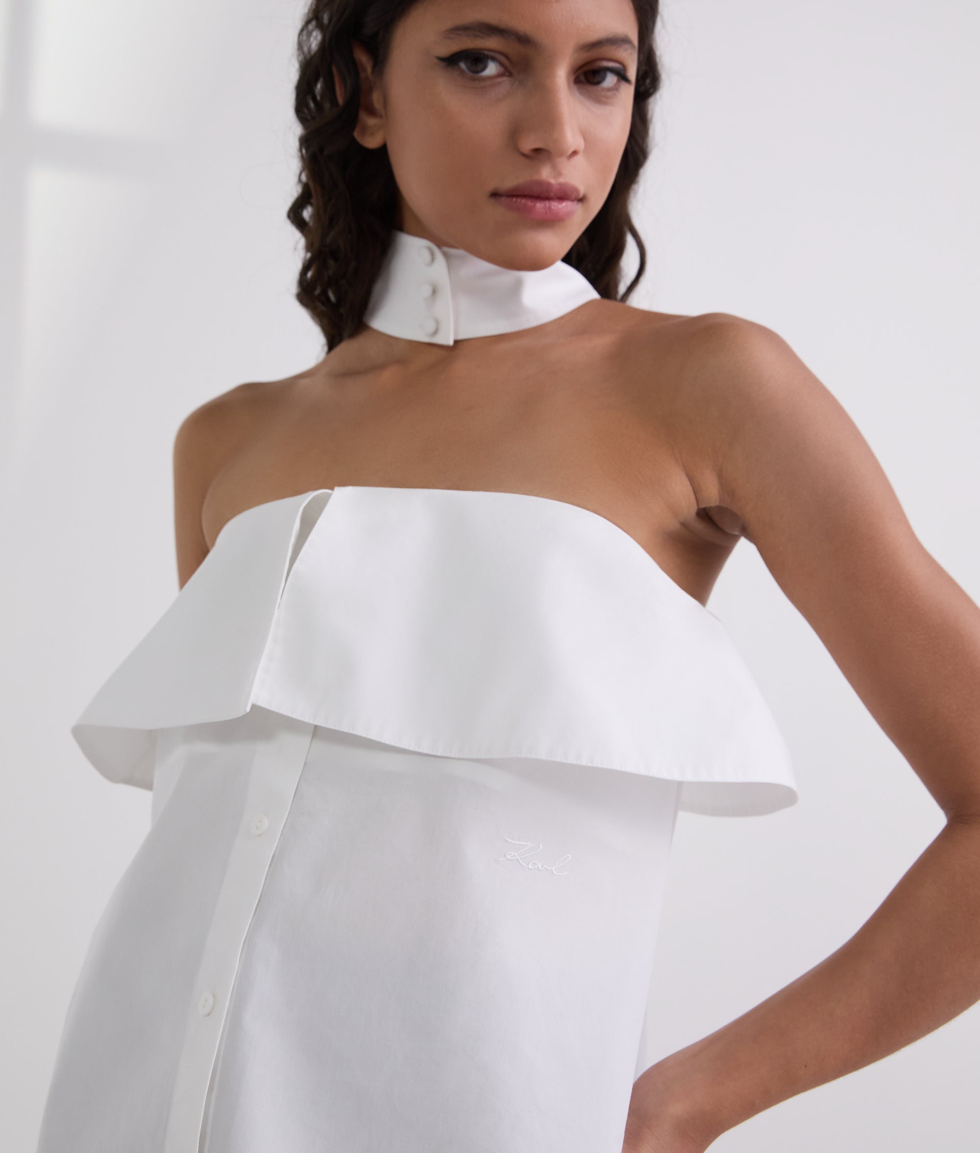 Strapless poplin overhemd
