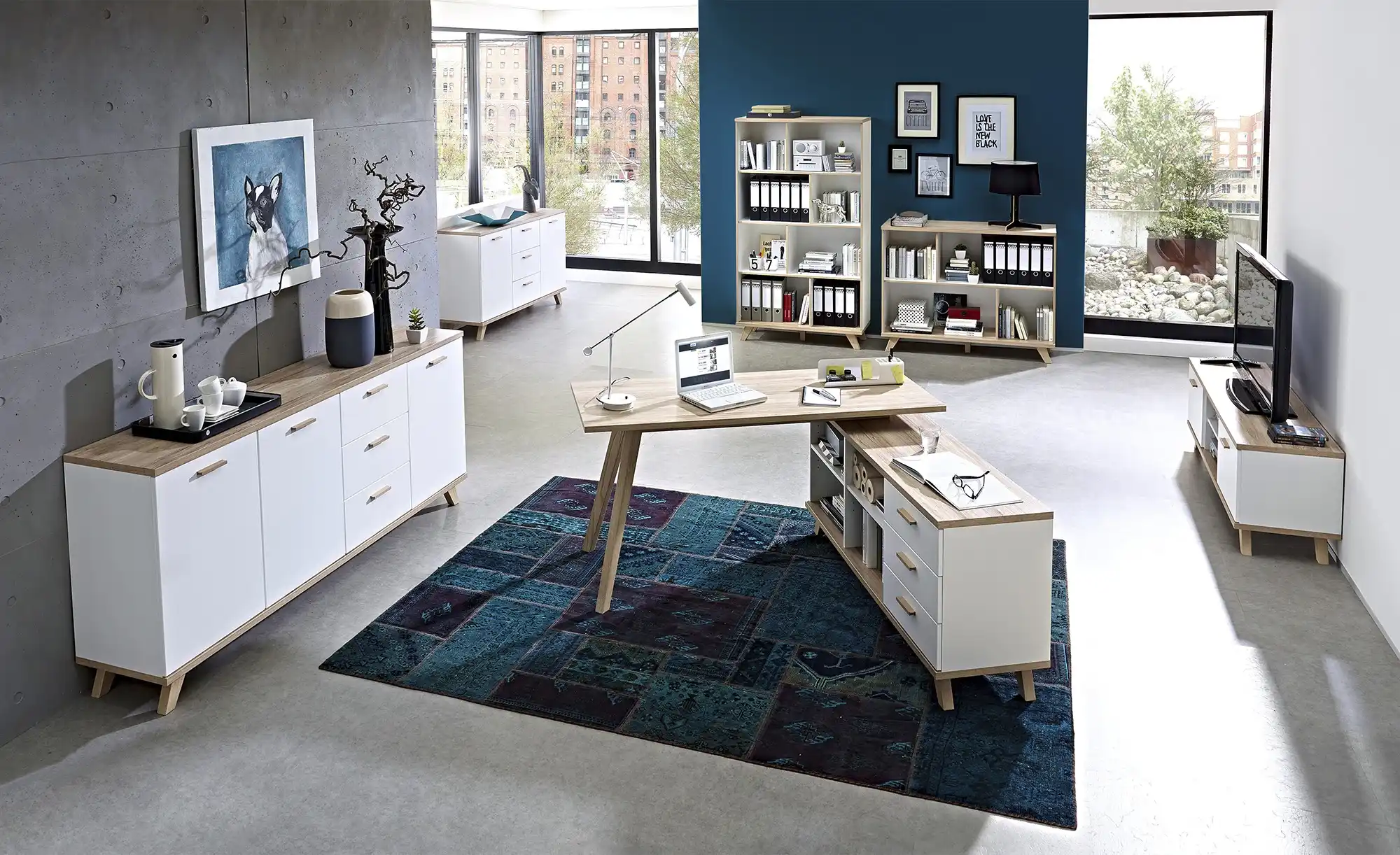 Schreibtisch mit Sideboard GW-Oslo