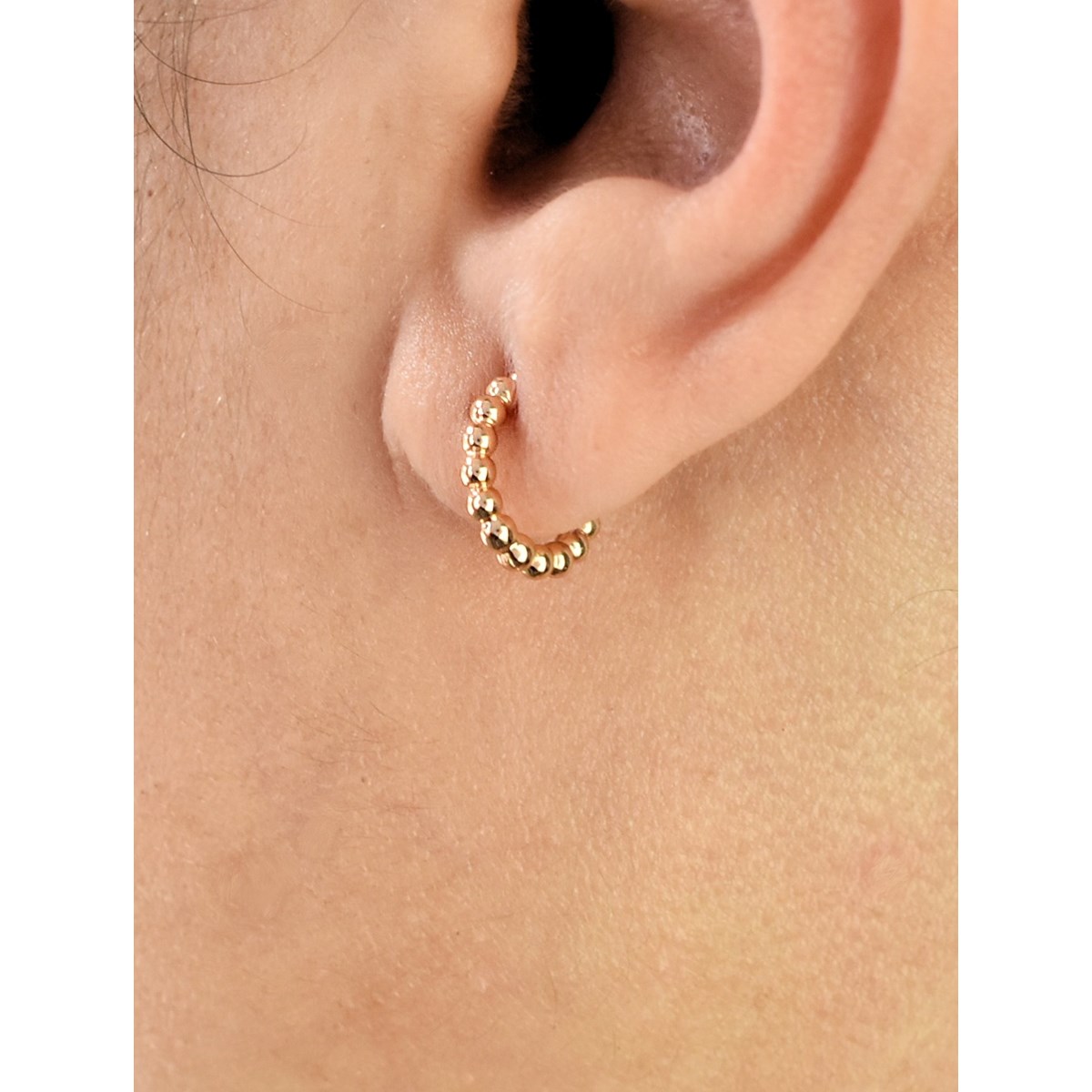 Boucles d'oreilles Créoles suite de boules rondes Plaqué or 750 3 microns