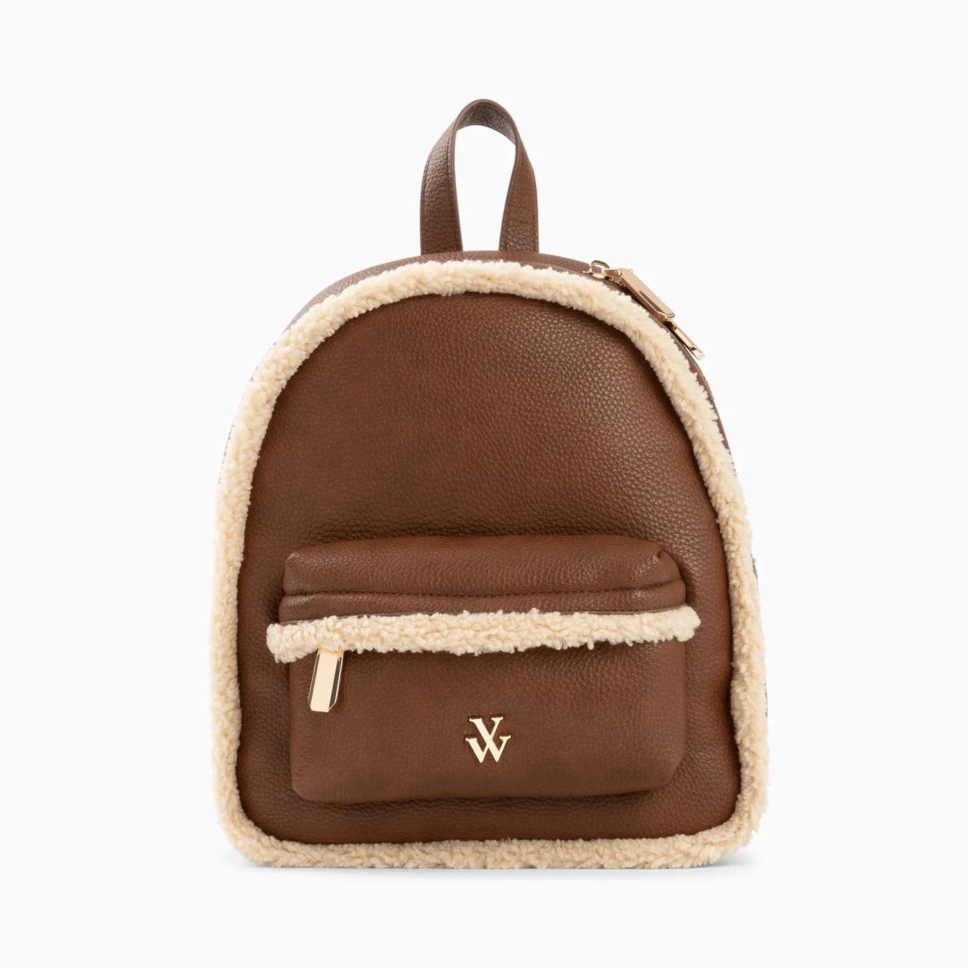 Sacs-Petit sac à dos Anouchka marron et beige en faux shearling