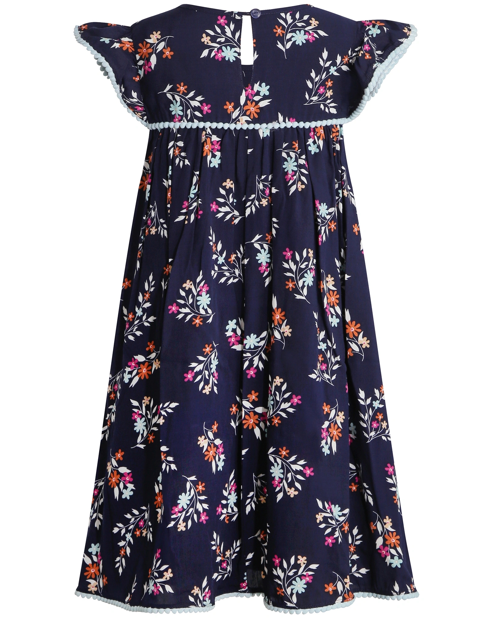 Kurzarm-Kleid BLUMENZWEIGE in navy