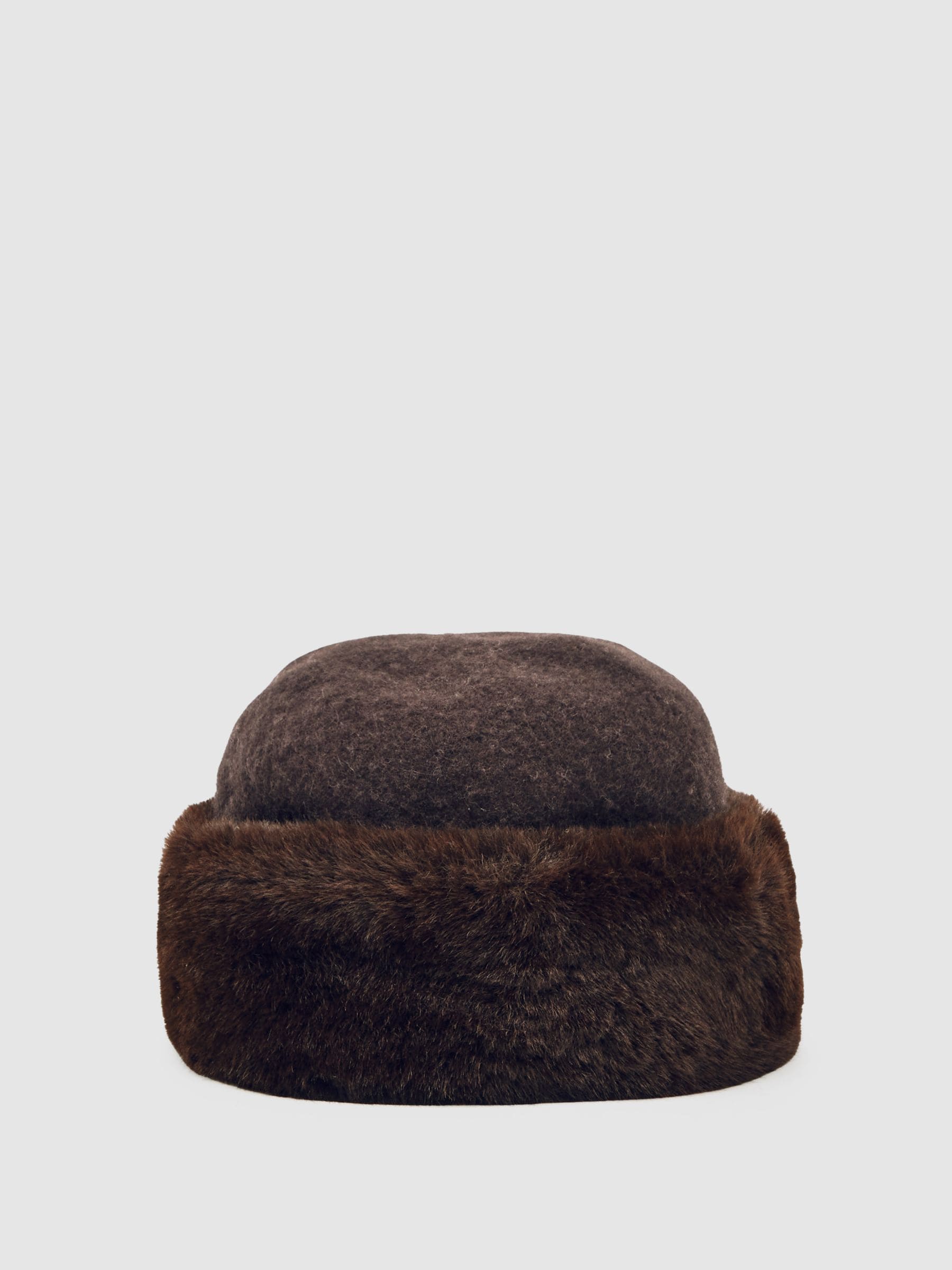 Chocoladebruin - Reiss Serena Faux Fur Hat