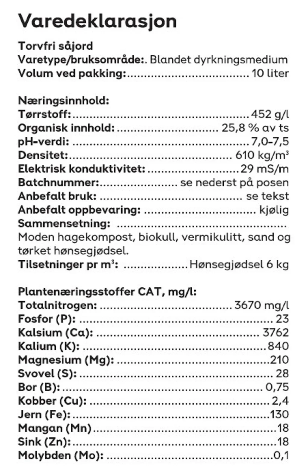 Torvfri såjord 10 L