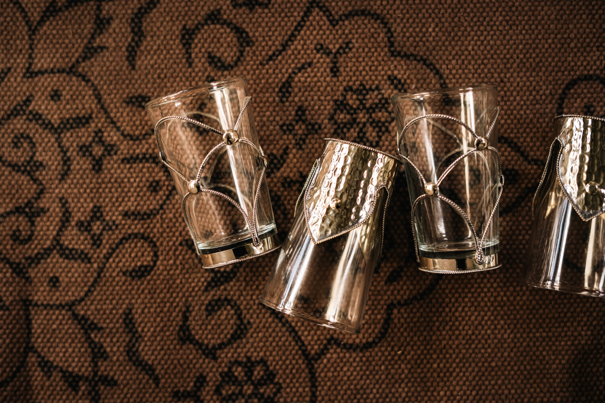 Teeglas 'Tokyo' mit Metallfassung, H 8,5 cm, Ø 5,5 cm zu 5,80