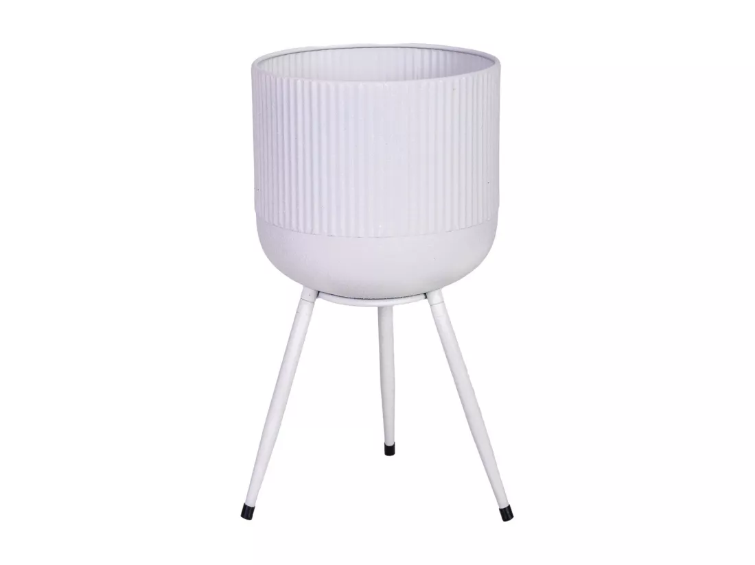 Jardinière avec support en métal blanc 25,5x25,5x48h cm