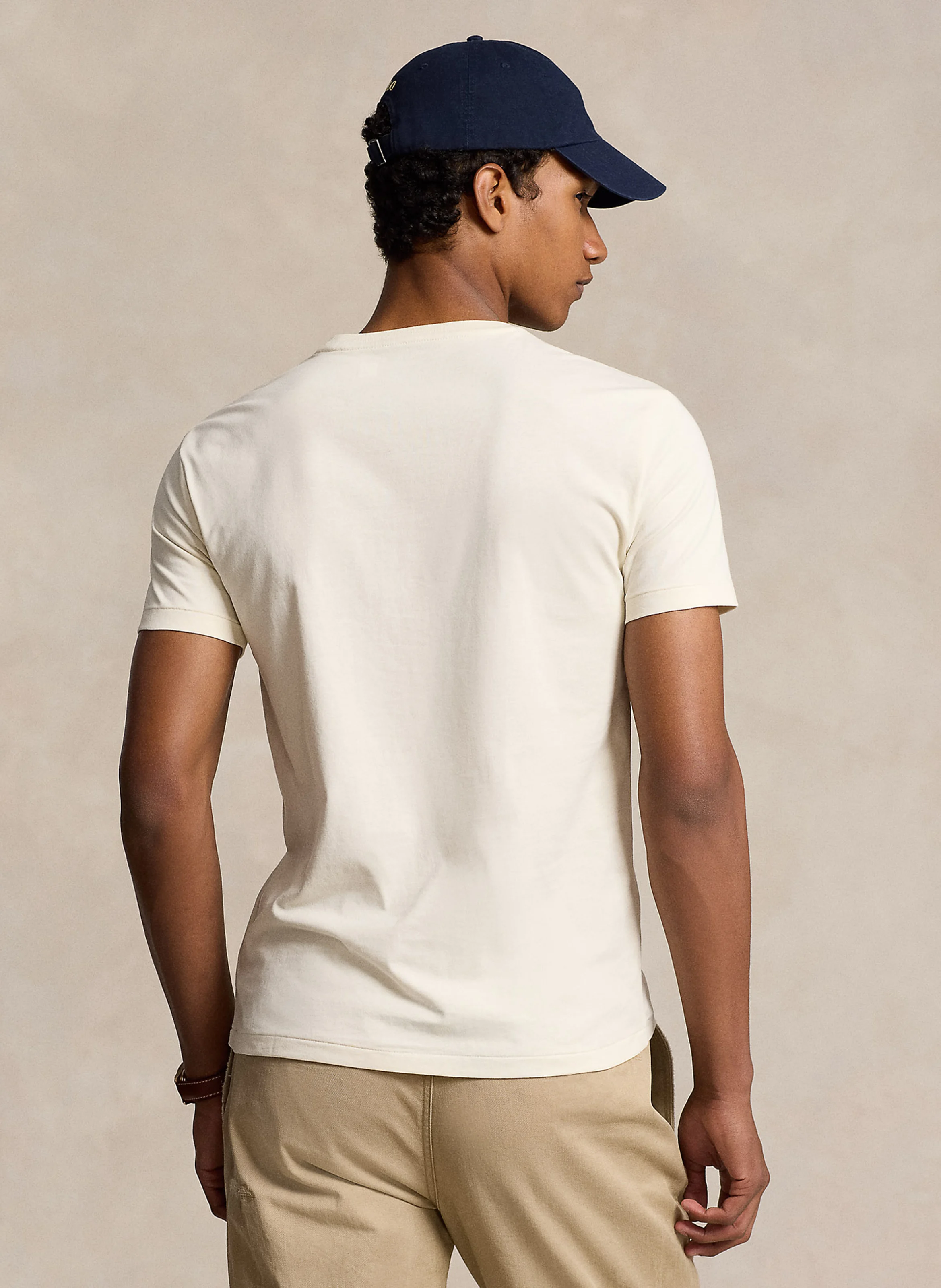 Tee-shirt col rond regular-fit en coton | Beige